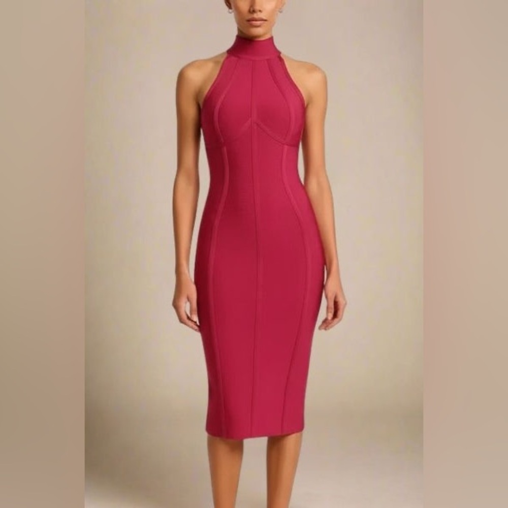 Elegant Burgundy Halter Dress